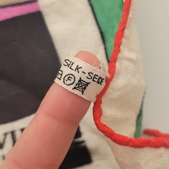 LANVIN Paris Vintage 100% Silk Multicolored Scarf Retro Striped Pattern - Picture 7 of 11